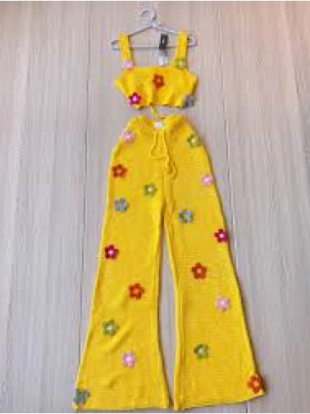 Fashion Nova Yellow Crochet Matching Set